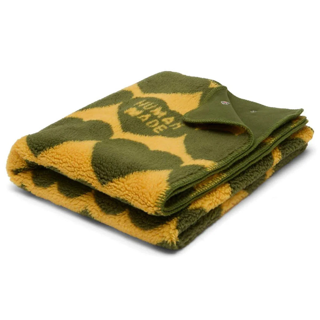 Heart Fleece Blanket Olive Drab