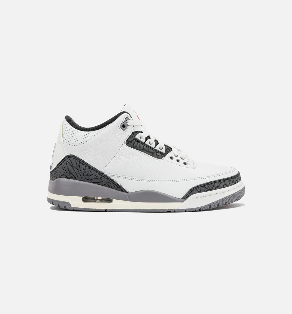 Air Jordan 3 Retro Cement Grey Mens Lifestyle Shoe Summit White Fire Red Cement Grey Black
