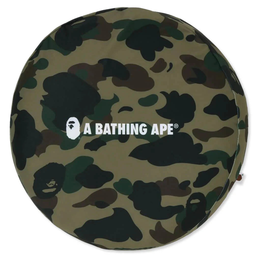 1st Camo Circle Fluffy Beads Cushion Green