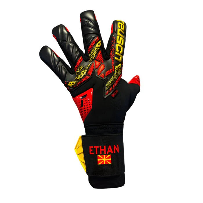 Reush Attrakt Gold X GluePrint Goalkeeper Gloves Black Gold Red