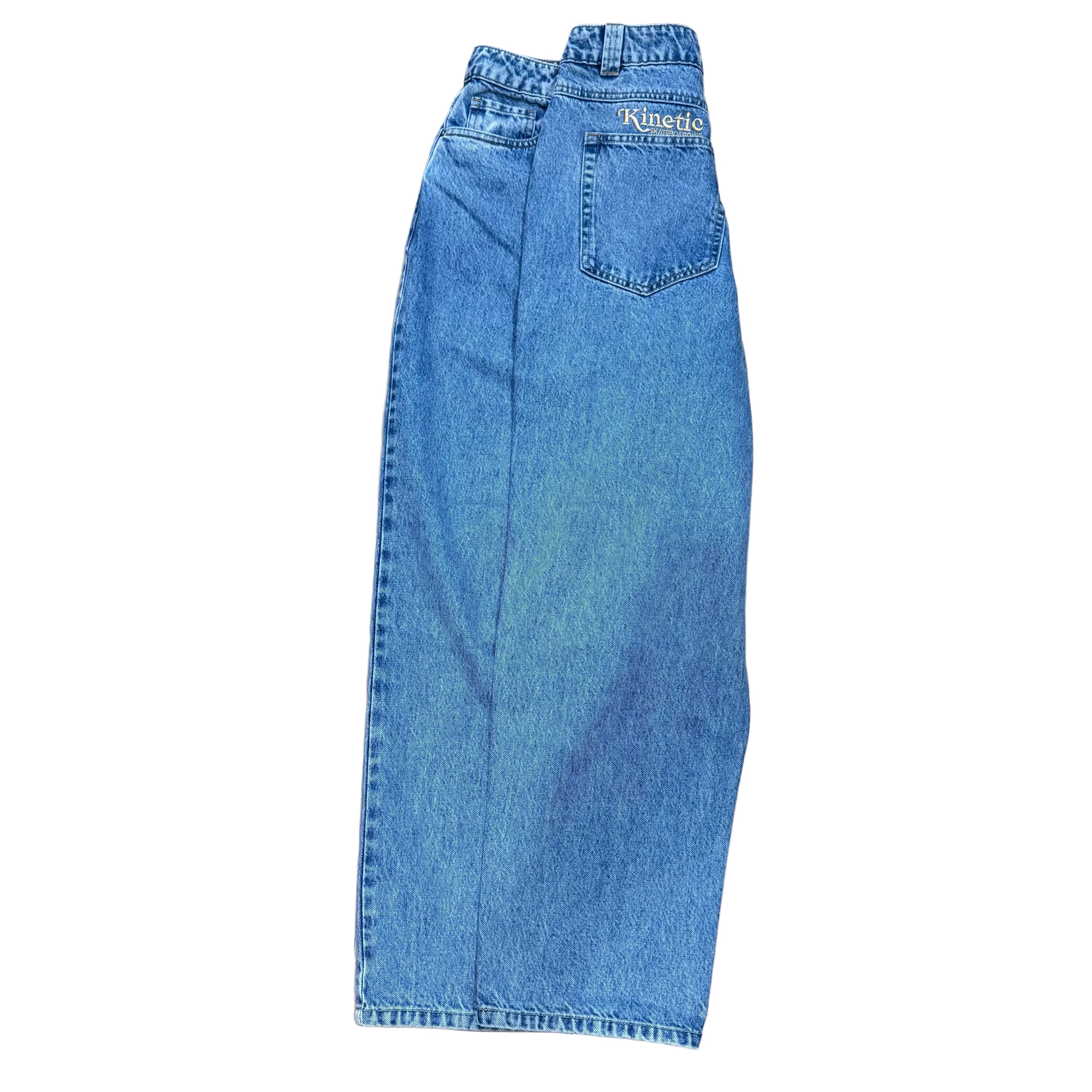 Kinetic Embroidered Baggy Denim Pants Blue