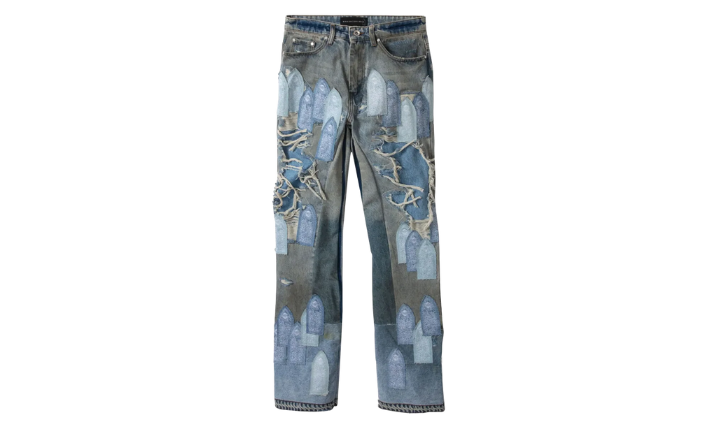Patched Arch Repaired Blowout Denim Jeans "Blue" 1120970009SS25 BLUE