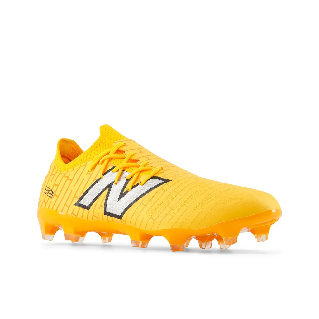 New Balance Furon Destroy FG V7 Firm Ground Soccer Cleats Sun Glow Metallic Silver Black