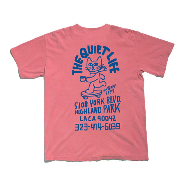 The Quiet Life Skating Cat Tee Coral