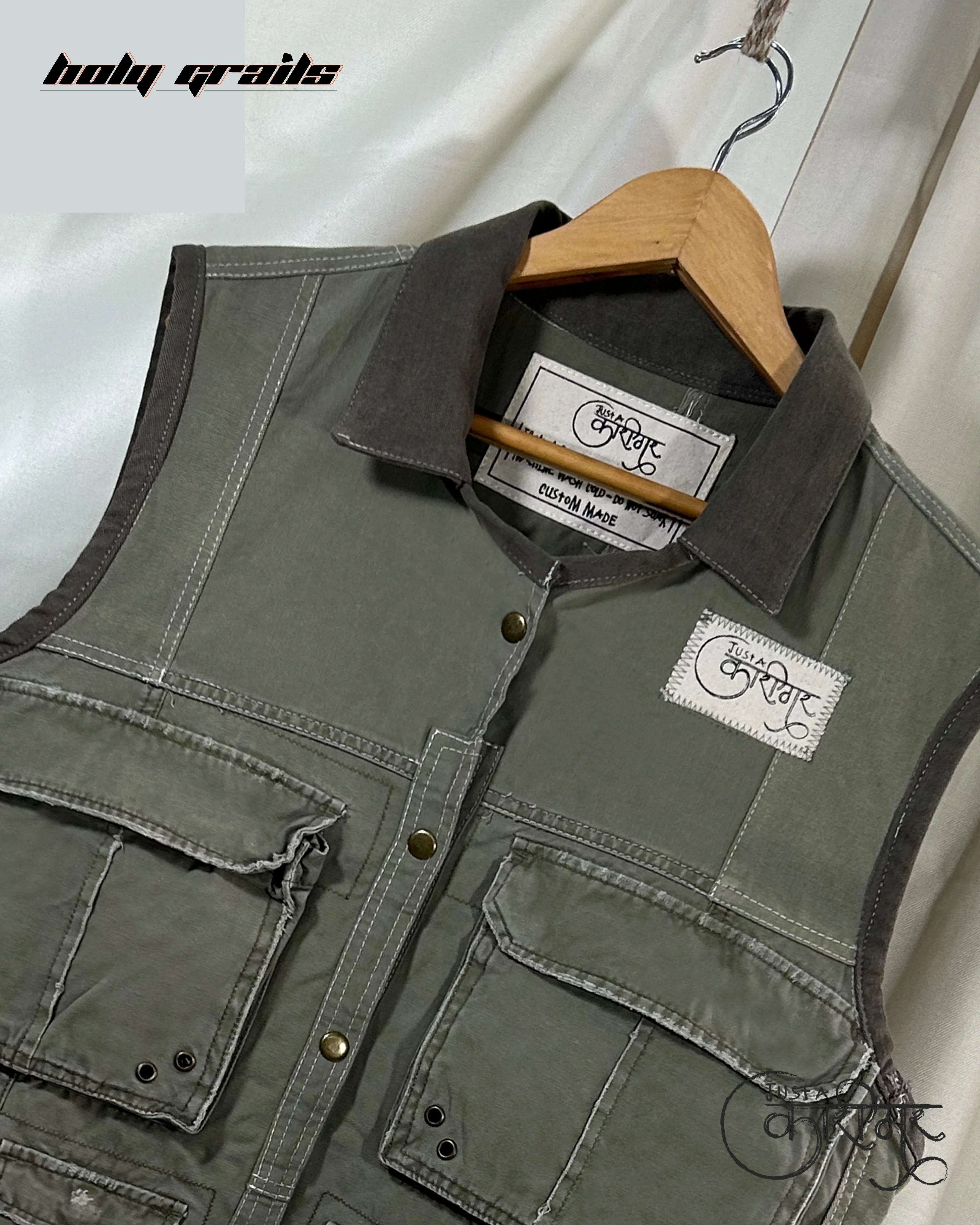 Just A Vest Green Military Vest HG x Just A Karigar