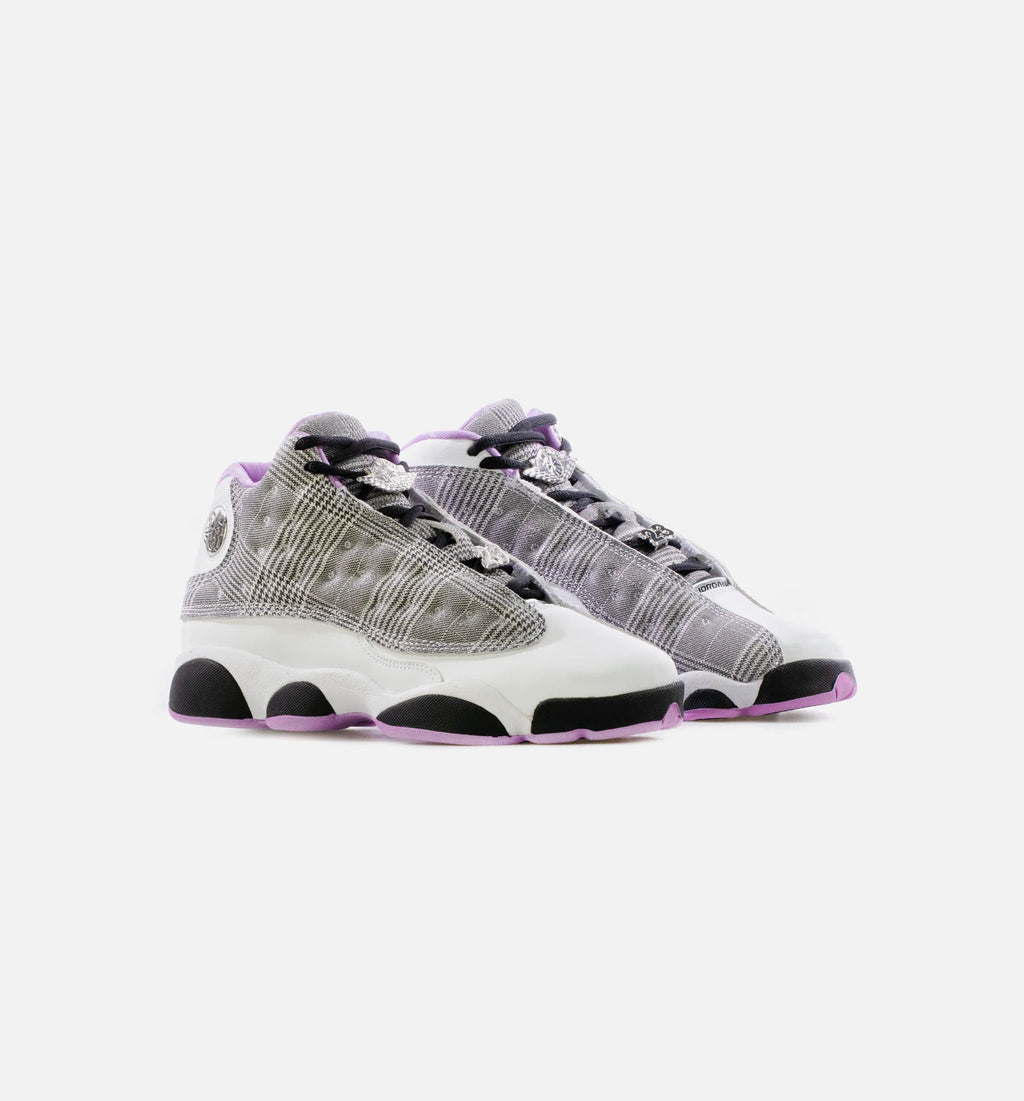Air Jordan 13 Houndstooth Grade School Lifestyle Shoe White Black Lilac Metallic Silver Free Shipping