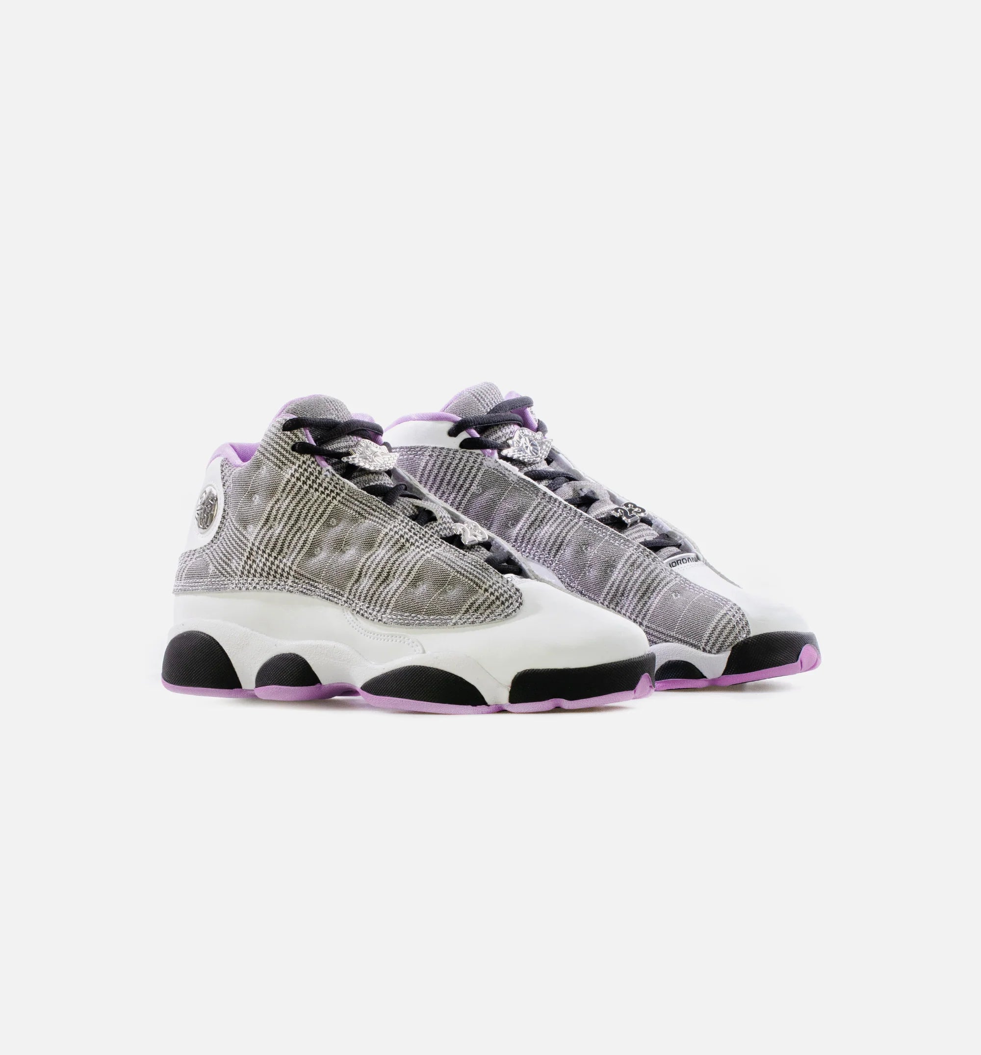 Air Jordan 13 Houndstooth Grade School Lifestyle Shoe White Black Lilac Metallic Silver Free Shipping