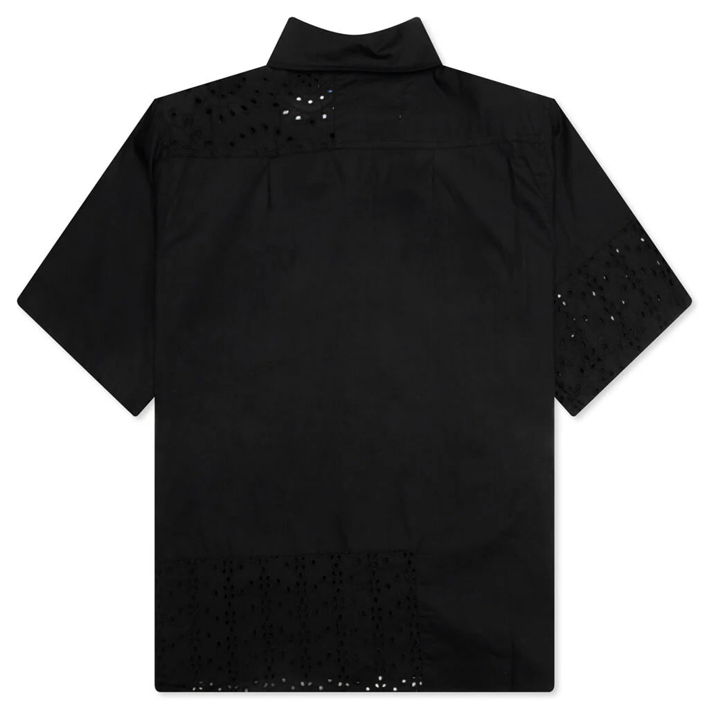 Lace Button Up Black