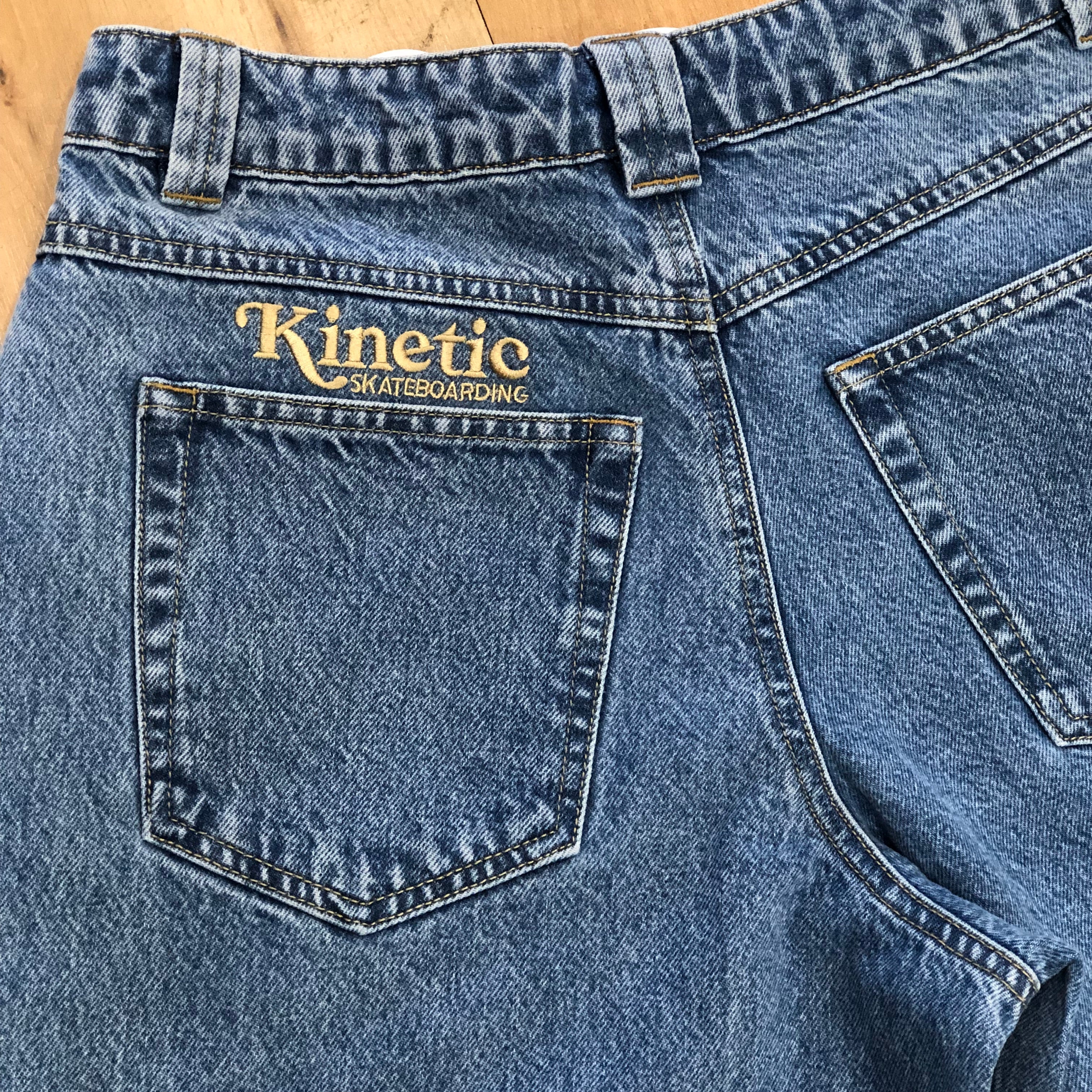 Kinetic Embroidered Baggy Denim Pants Blue