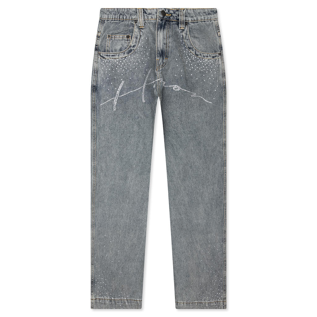 Rhinestone Wide Leg Pant Indigo