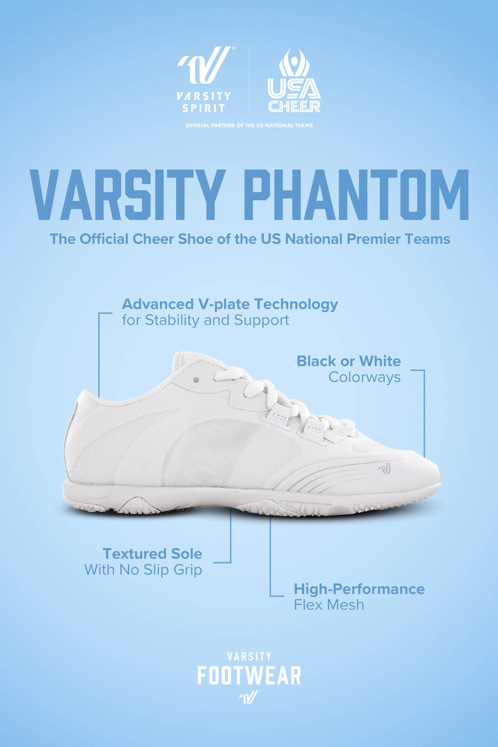 Varsity Phantom White Cheer Shoes