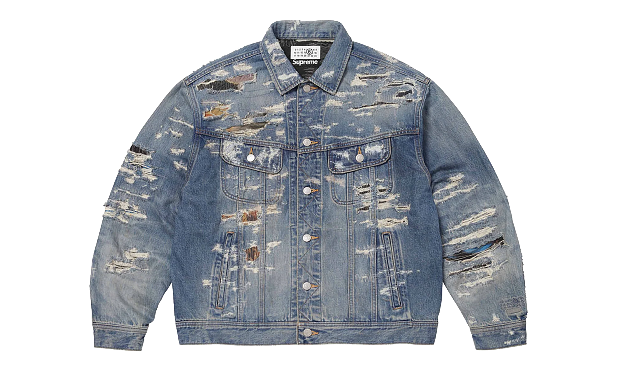 MM6 Maison Margiela Distressed Selvedge Denim Trucker Jacket "SS26 - Blue" SU27184