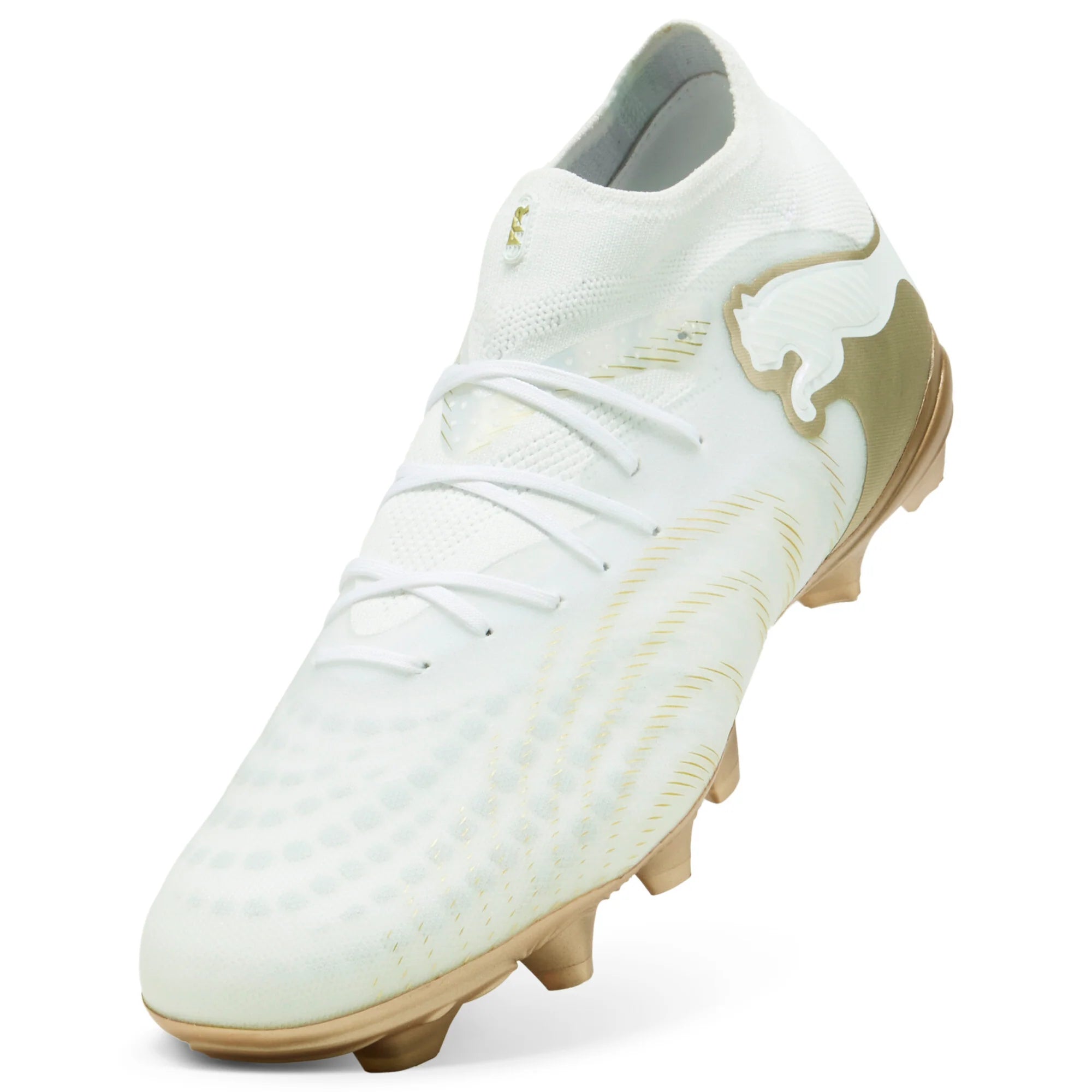 PUMA Future 9 Pro FG AG Firm Multi Ground Mens Soccer Cleats White Gold Black