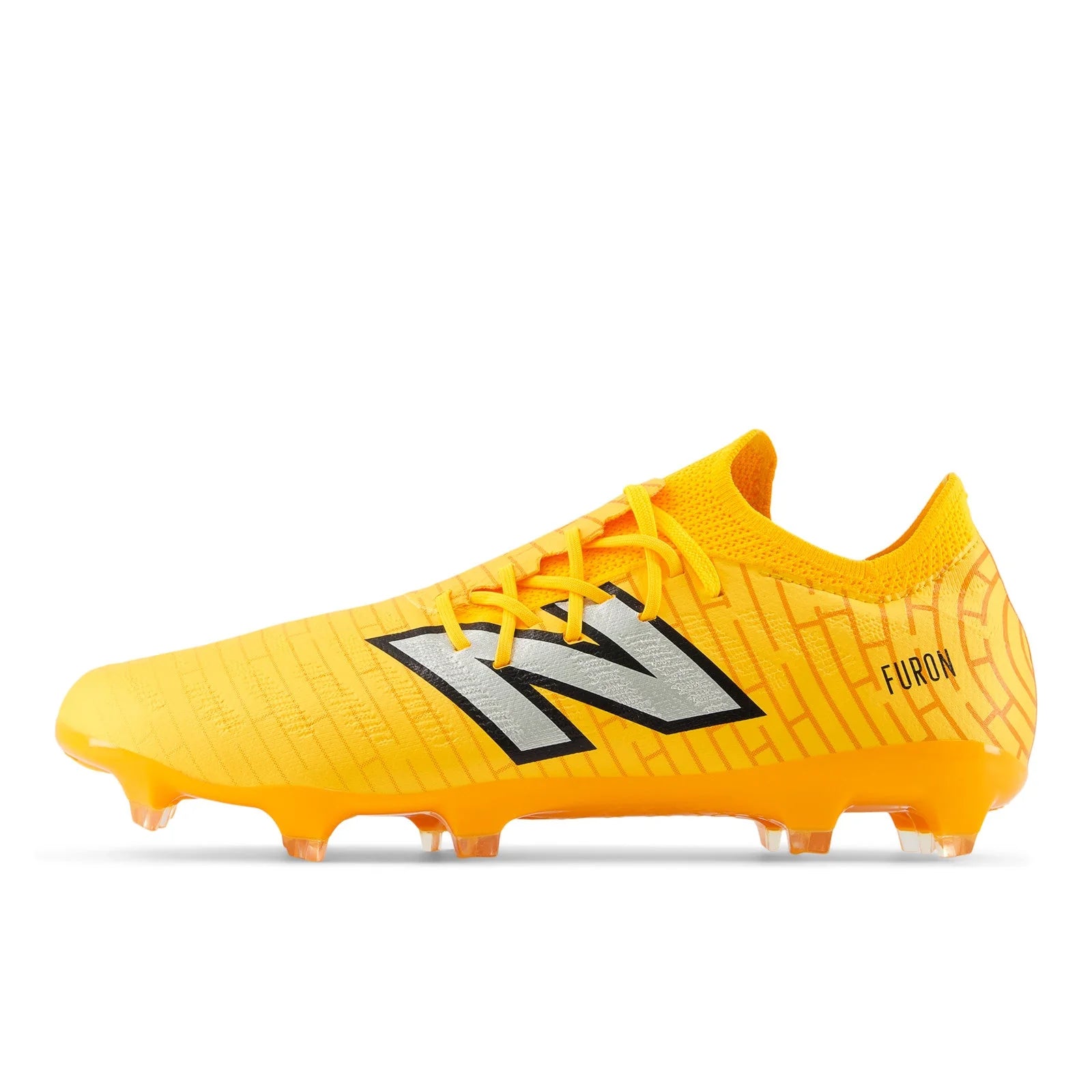 New Balance Furon Destroy FG V7 Firm Ground Soccer Cleats Sun Glow Metallic Silver Black