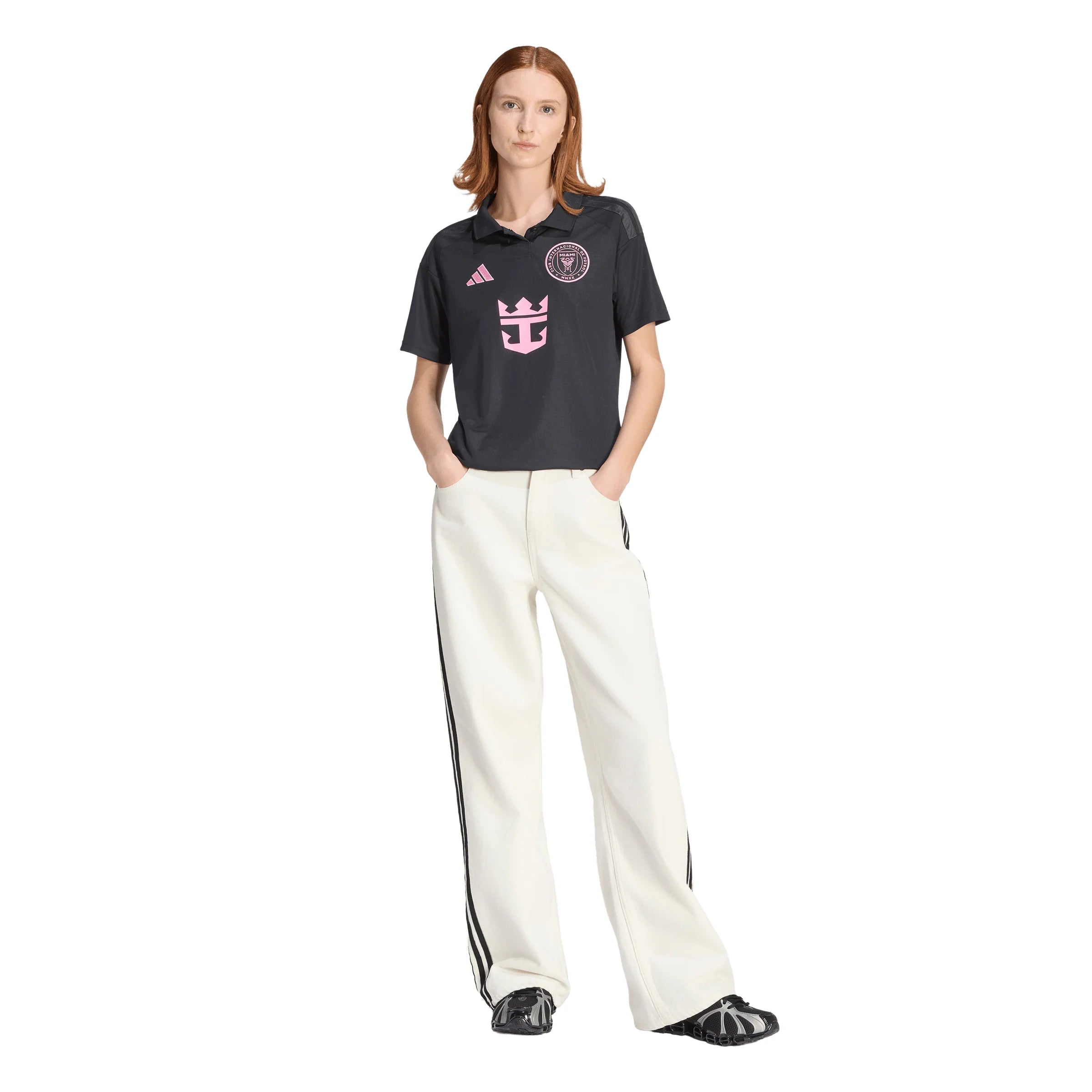 adidas Inter Miami CF Away Messi Womens Soccer Jersey 26 27 Black Pink