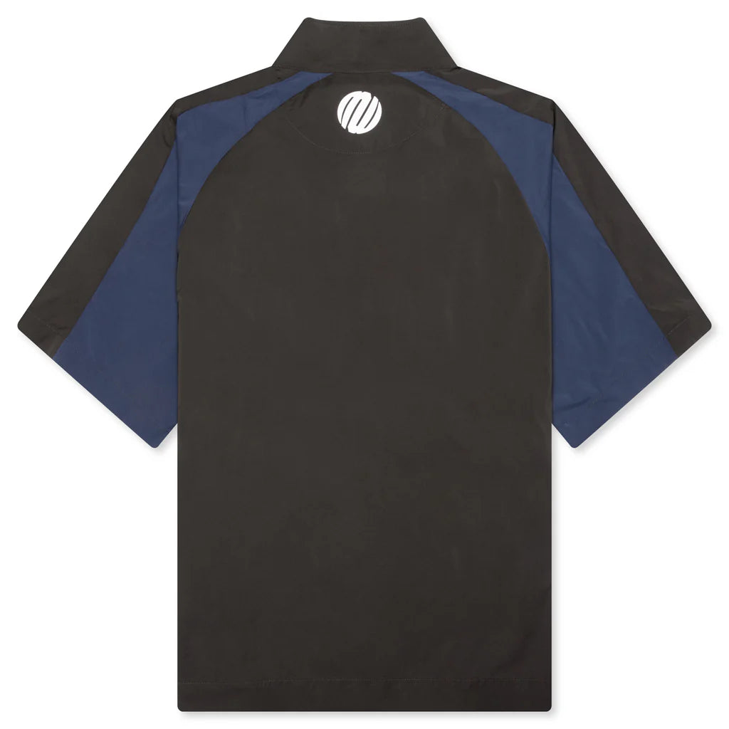 Short Sleeve Paneled Wind Shirt Black Navy