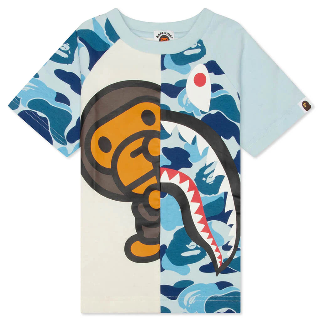 Kids ABC Camo Shark Milo Tee Blue