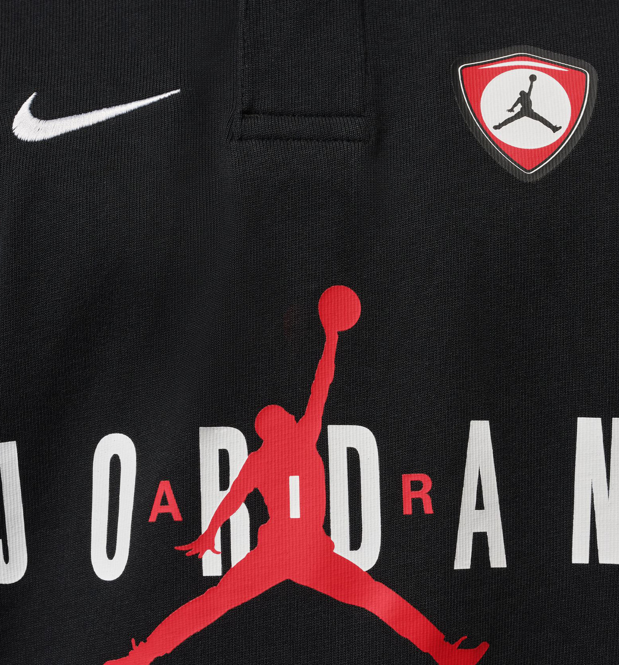 Jordan Flight Lng Sleeve Polo Mens Jersey Black University Red University Red