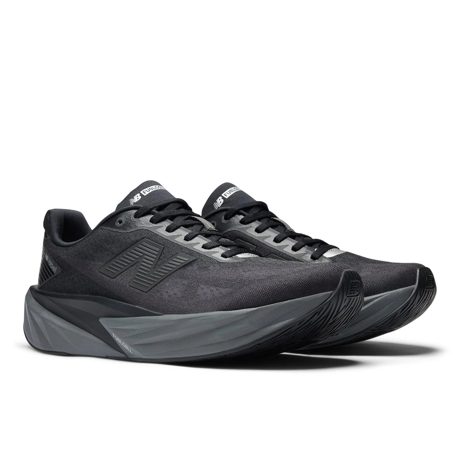Men's FuelCell Rebel v5 in Black with Castlerock and Silver Metallic