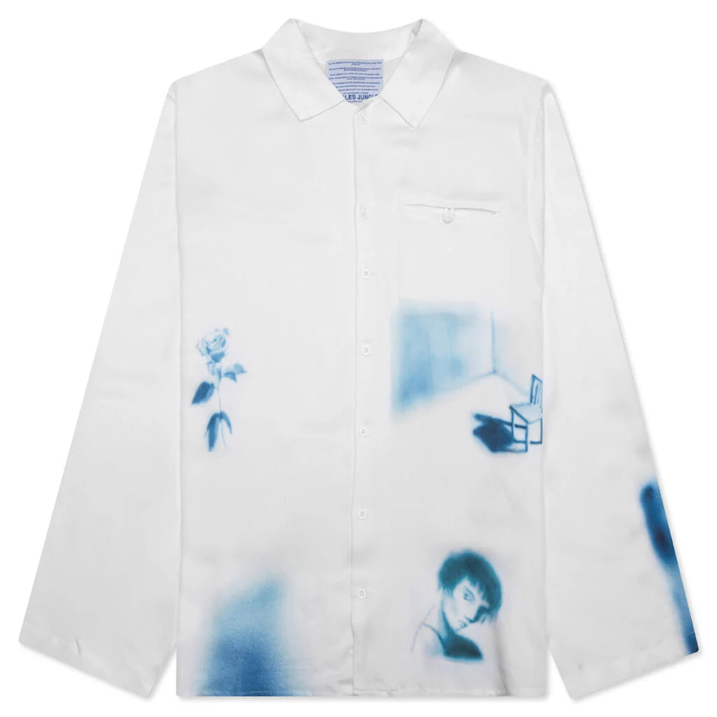 Waiting Around Long Sleeve Button Up Shirt White