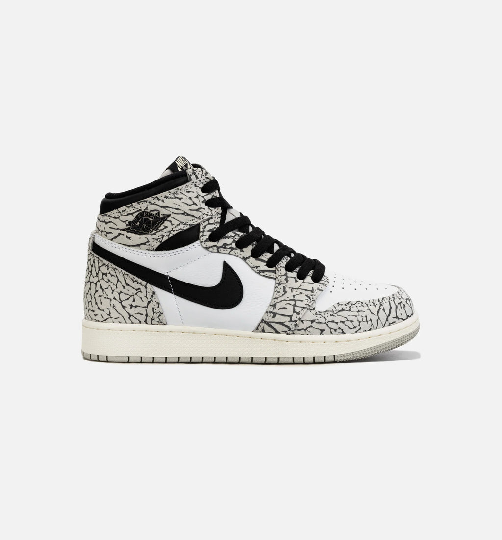 Air Jordan 1 Retro White Cement Grade School Lifestyle Shoe White Grey