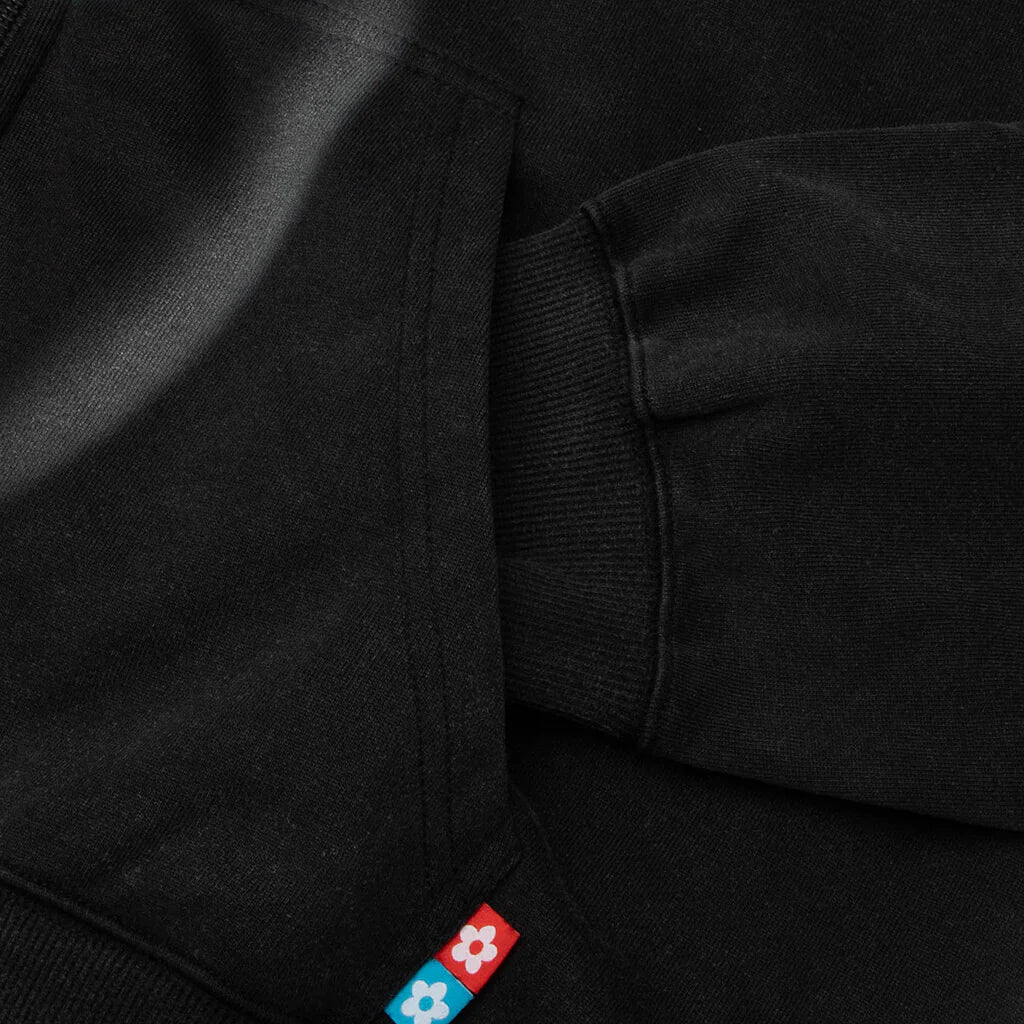 AirBrush Flower Zip Up Hoodie Black