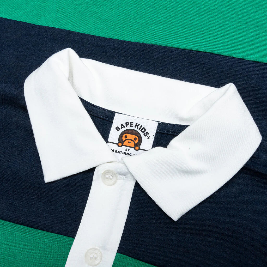 Kids College Panel Stripe Polo Shirt Navy