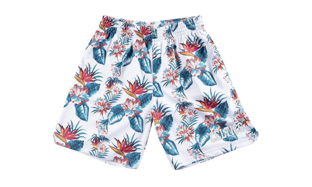 NBA Floral Mesh Shorts "Boston Celtics - White" SHORMG18023 BCEPTWH1