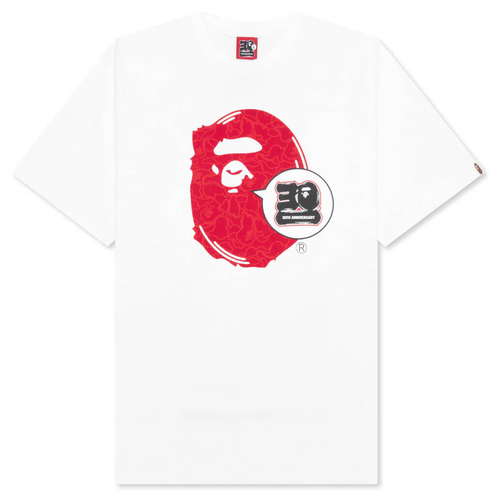 Bape 30th Anniversary Ape Head Tee White Red