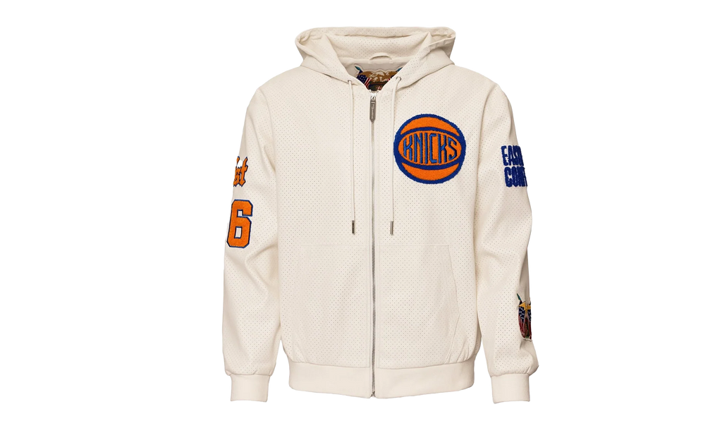 Lightweight Vegan Zip-Up Hooded Jacket "New York Knicks 1946" NBA 147WHTDE KNI
