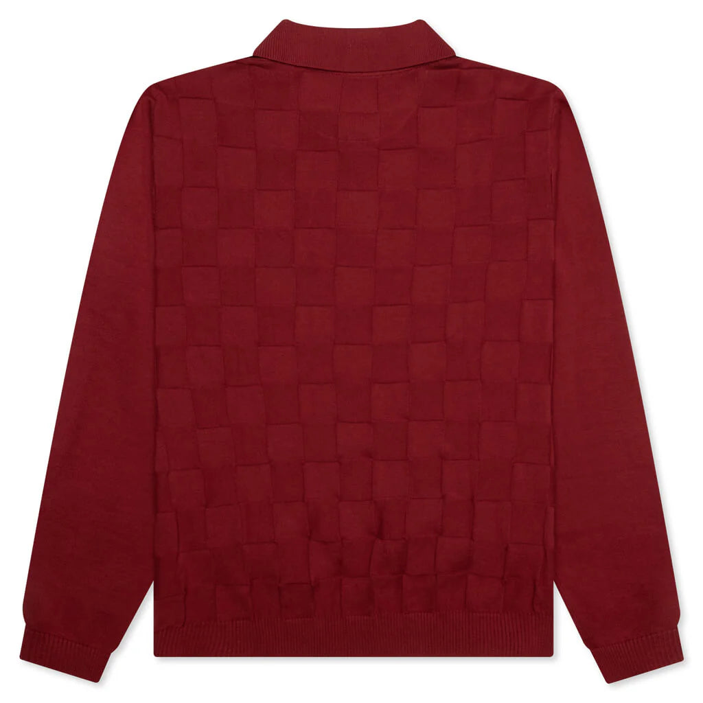 Palmer Checked L S Sweater Polo Sunday Red