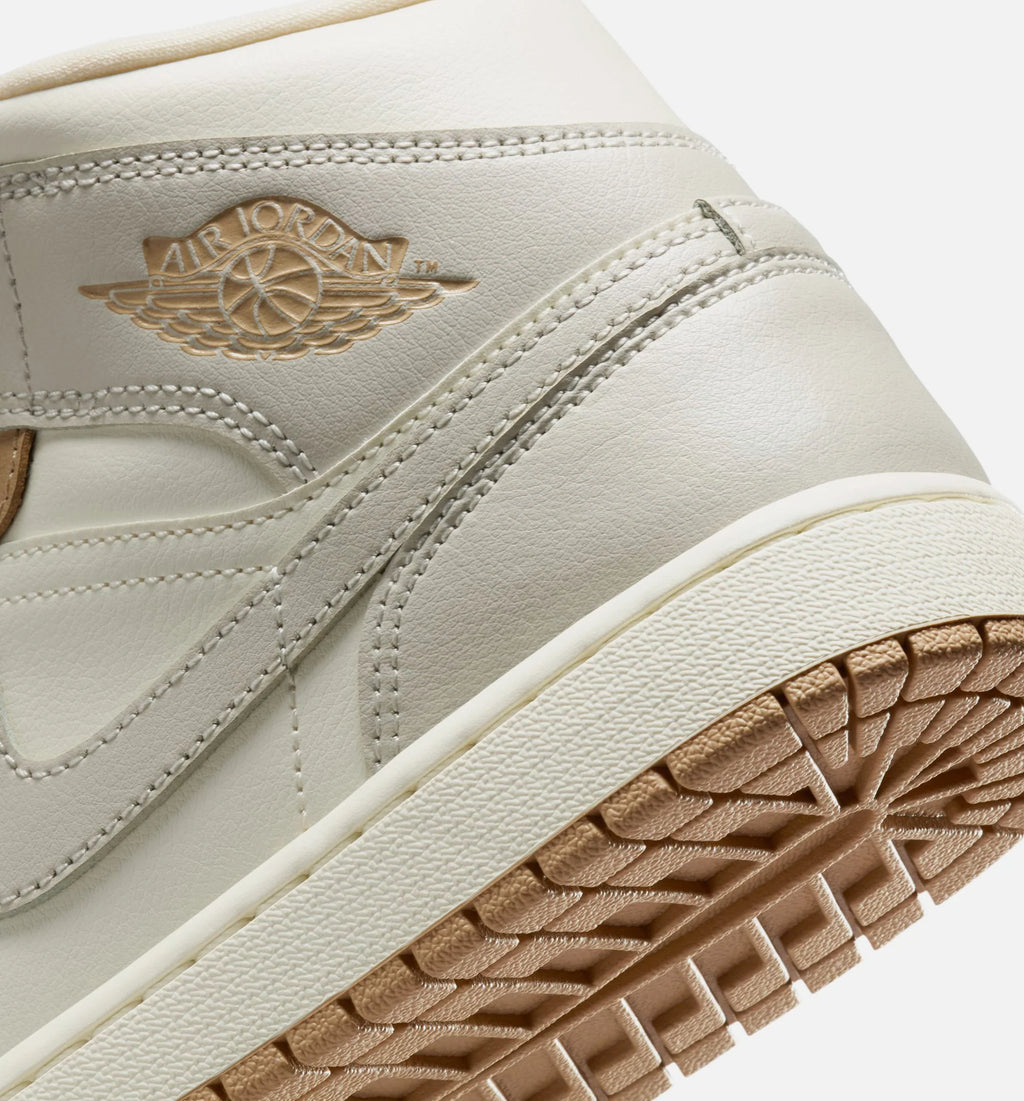 Air Jordan 1 Mid Womens Lifestyle Shoe Pale Ivory Hemp Sail Light Orewood Brown