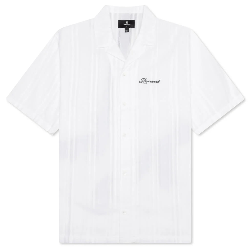 Embroidered Bowling Shirt Antique White