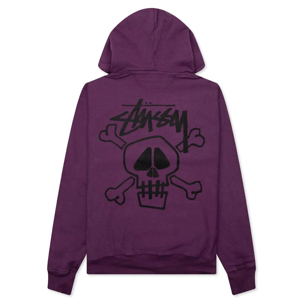 Skull Bones Pigment Dyed Hoodie Purple