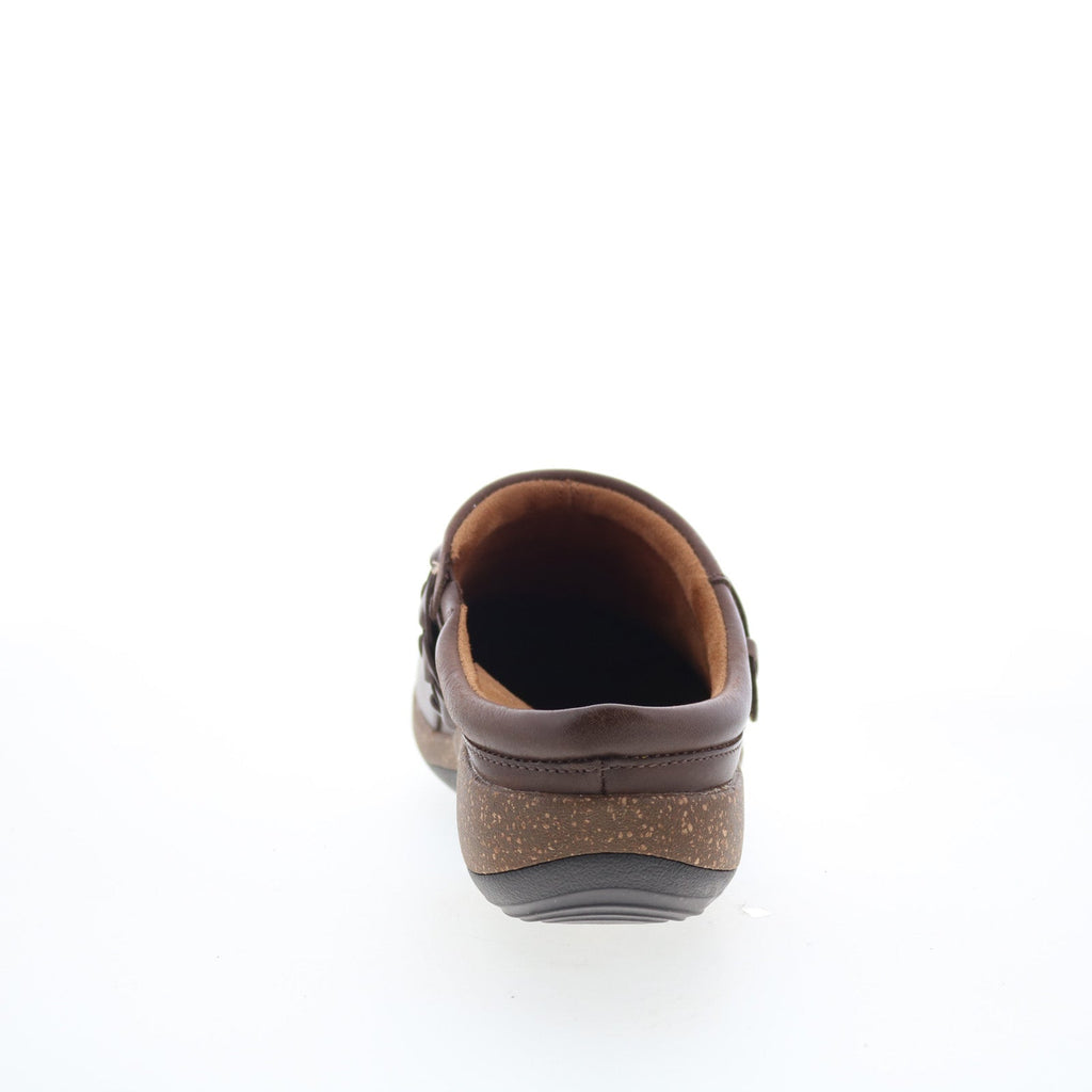 Aetrex Libby DM202W Womens Brown Leather Slip On Clog Flats Shoes