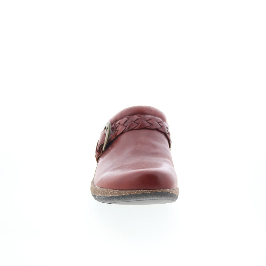 Aetrex Libby DM209 Womens Burgundy Leather Slip On Clogs Flats Shoes