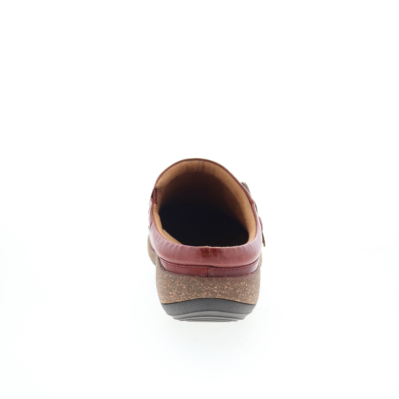 Aetrex Libby DM209 Womens Burgundy Leather Slip On Clogs Flats Shoes