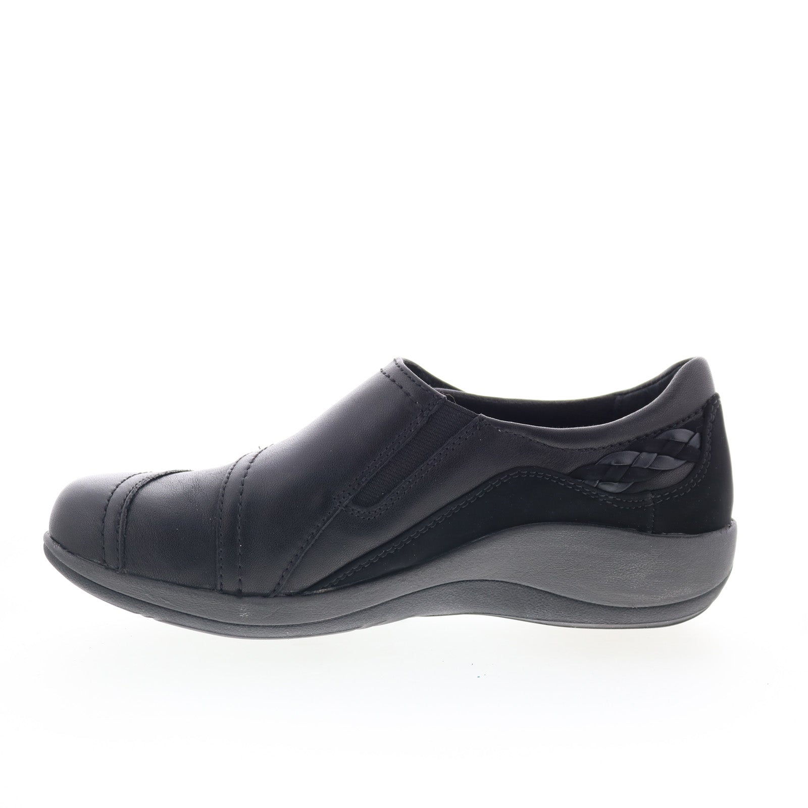 Aetrex Karina DM500 Womens Black Wide Leather Lifestyle Sneakers Shoes