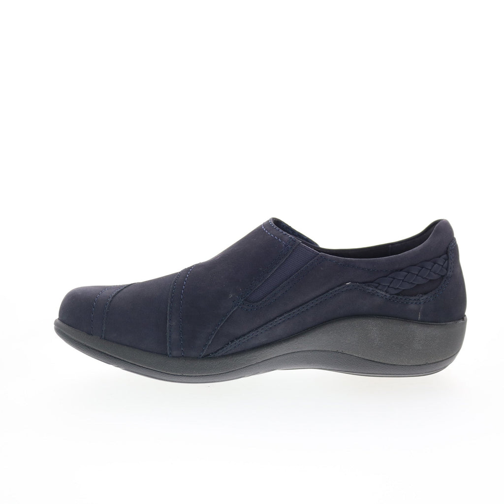 Aetrex Karina DM505 Womens Blue Leather Loafer Flats Shoes