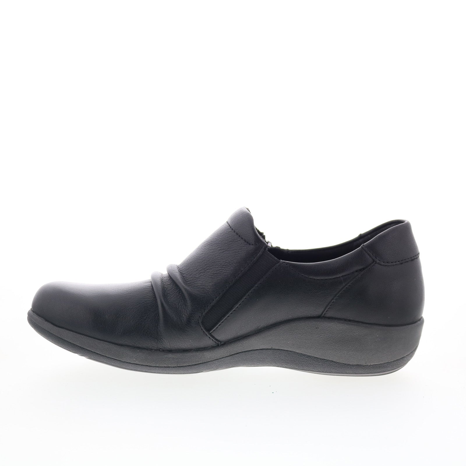 Aetrex Katie DM550 Womens Black Leather Zipper Loafer Flats Shoes