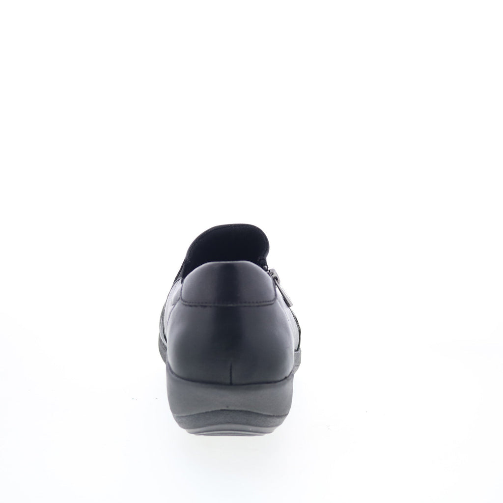 Aetrex Katie DM550 Womens Black Leather Zipper Loafer Flats Shoes
