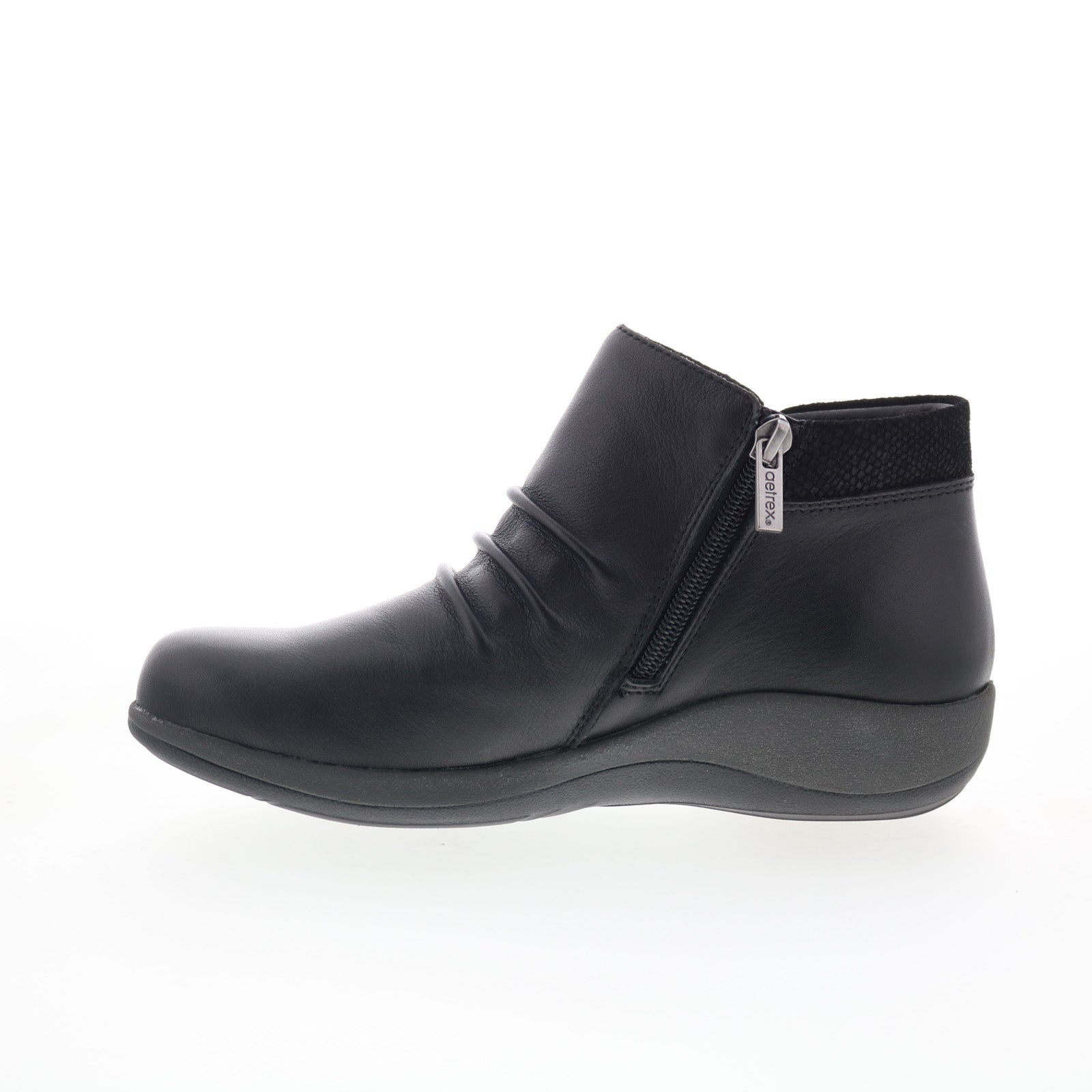 Aetrex Luna DM700W Womens Black Wide Leather Zipper Casual Dress Boots