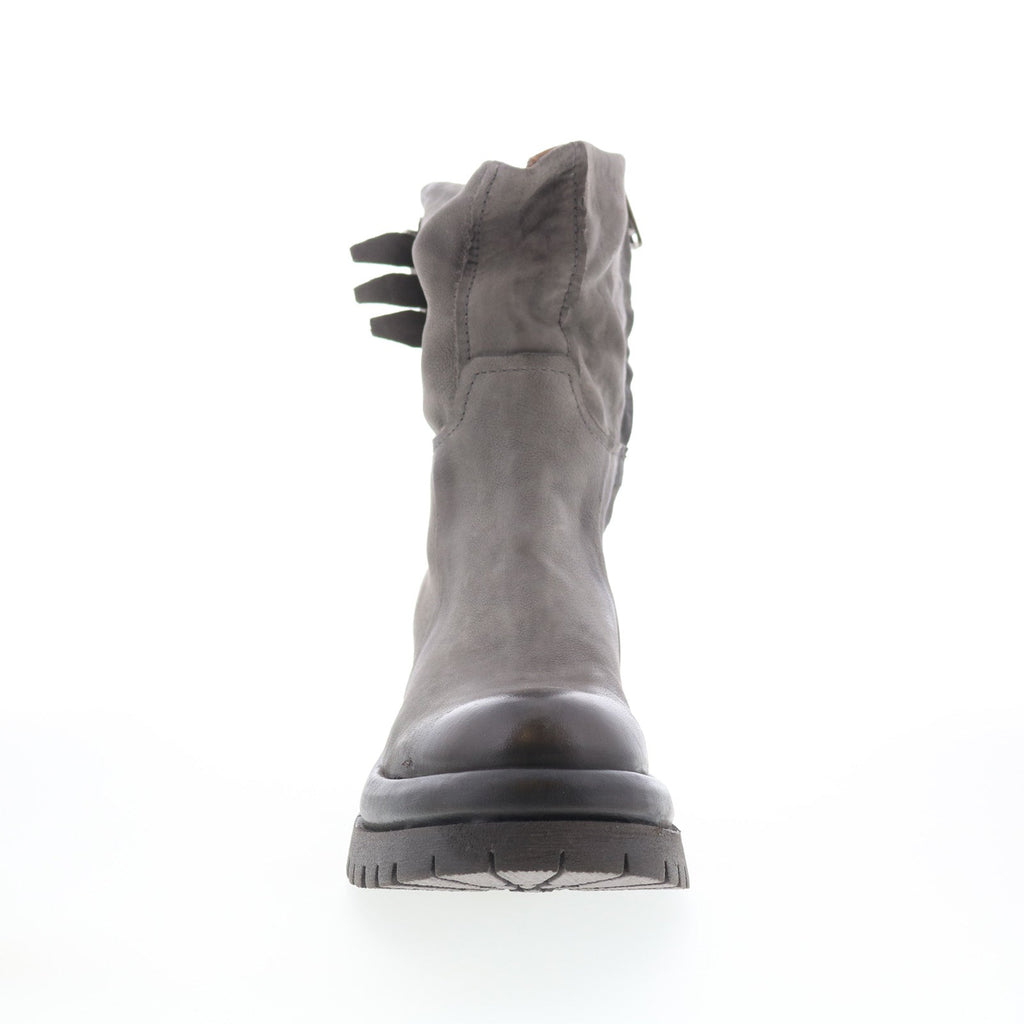 Doran Womens Gray Leather Zipper Casual Dress Boots