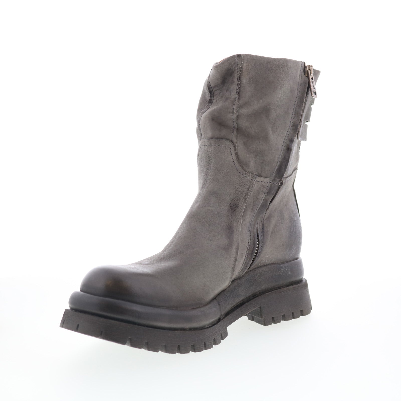 Doran Womens Gray Leather Zipper Casual Dress Boots