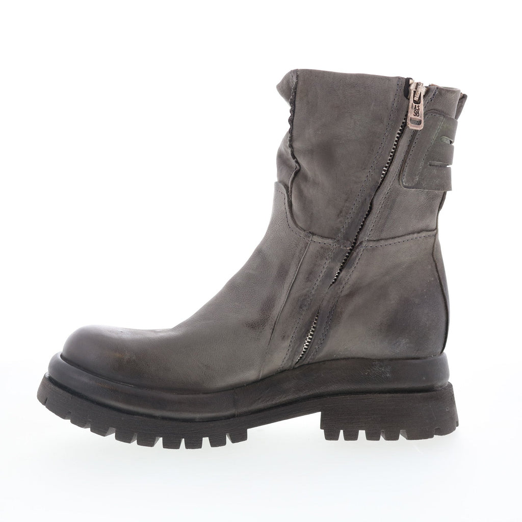 Doran Womens Gray Leather Zipper Casual Dress Boots
