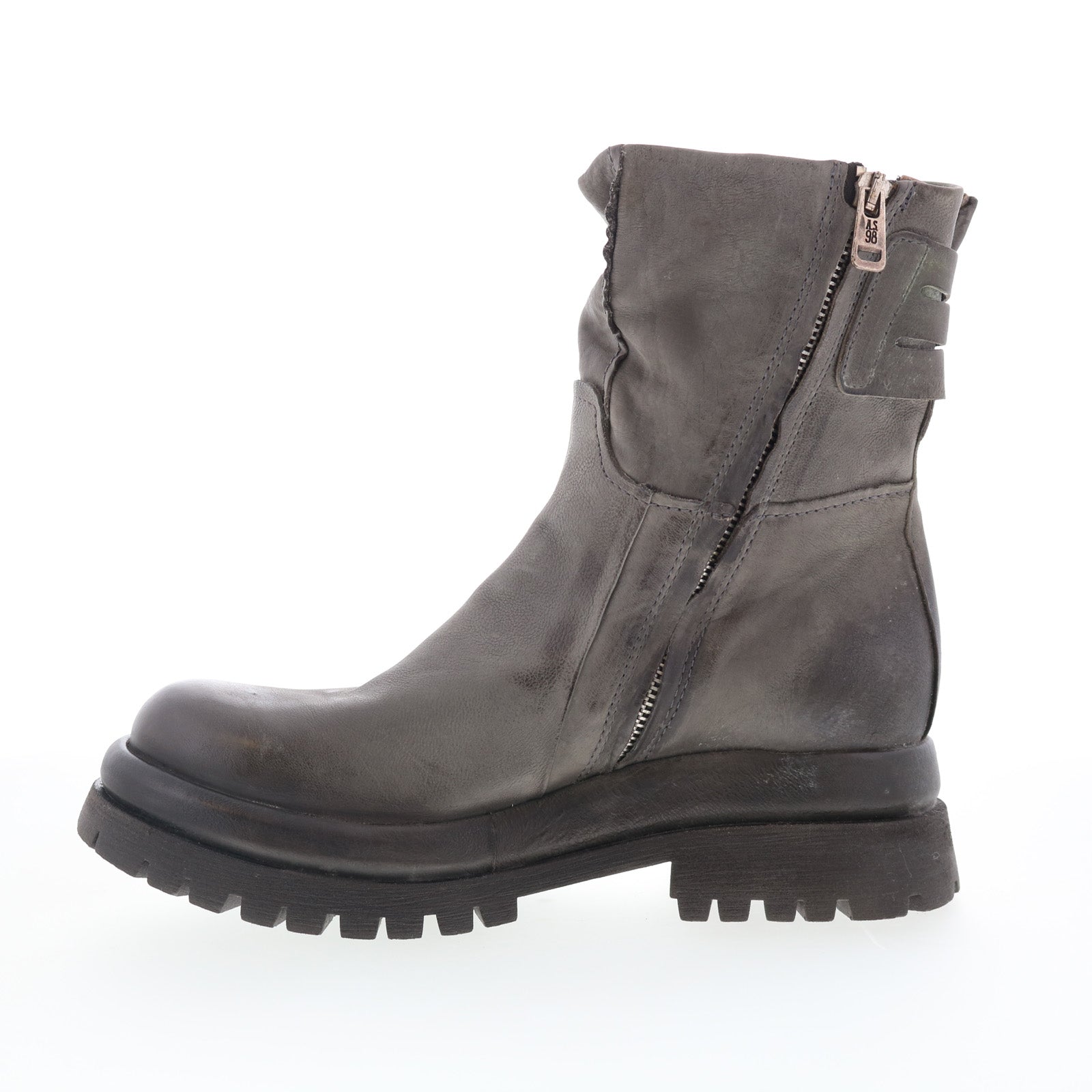 Doran Womens Gray Leather Zipper Casual Dress Boots