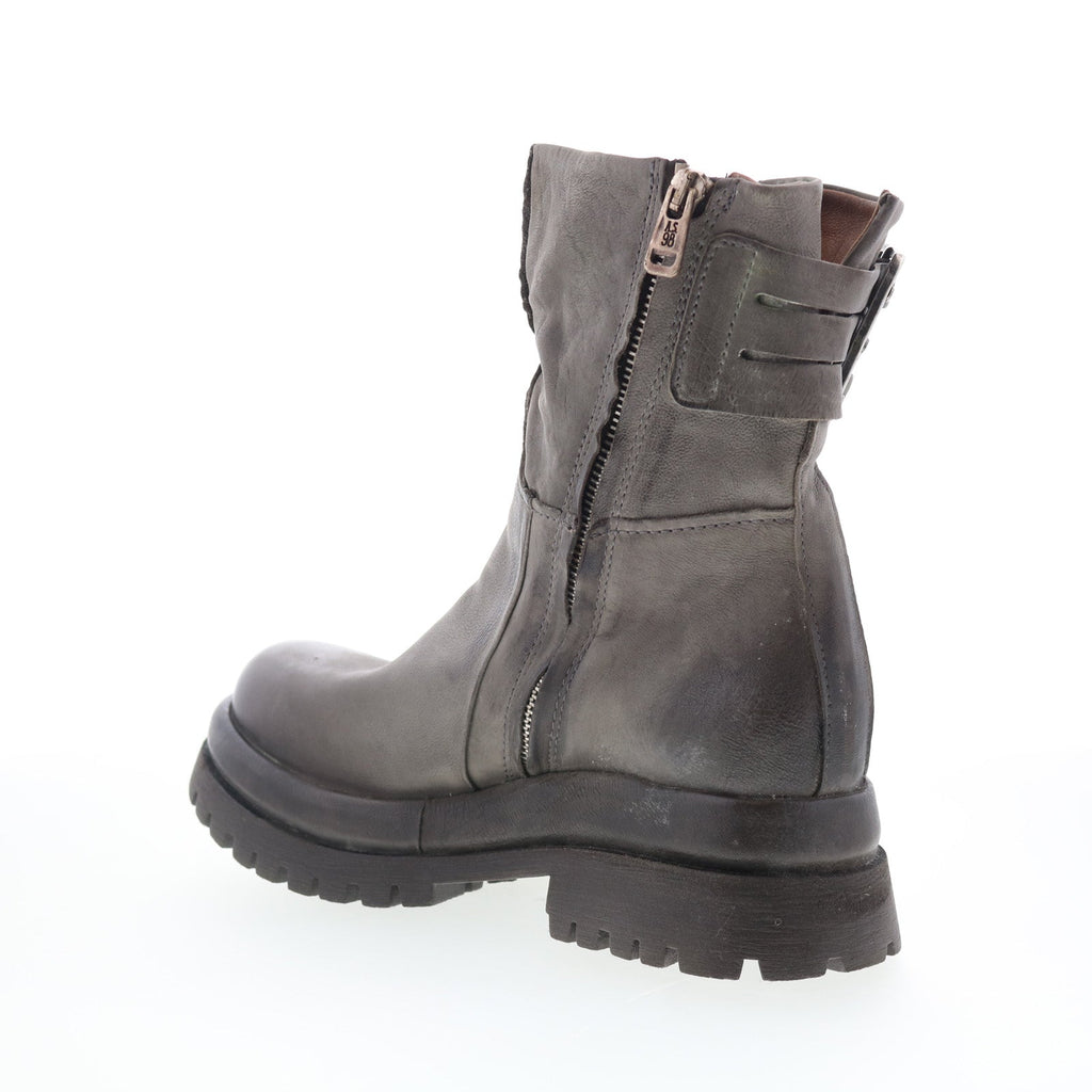 Doran Womens Gray Leather Zipper Casual Dress Boots