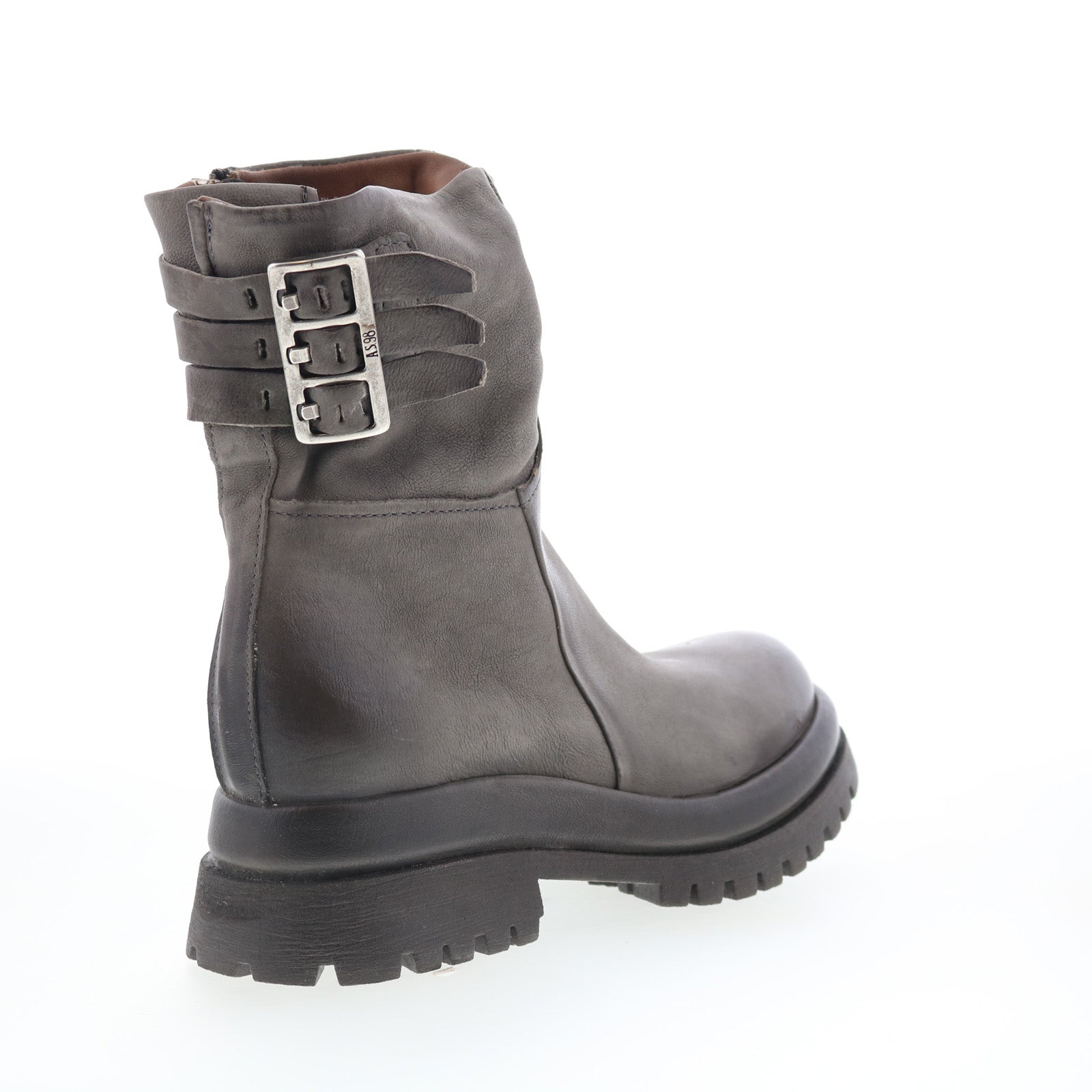 Doran Womens Gray Leather Zipper Casual Dress Boots