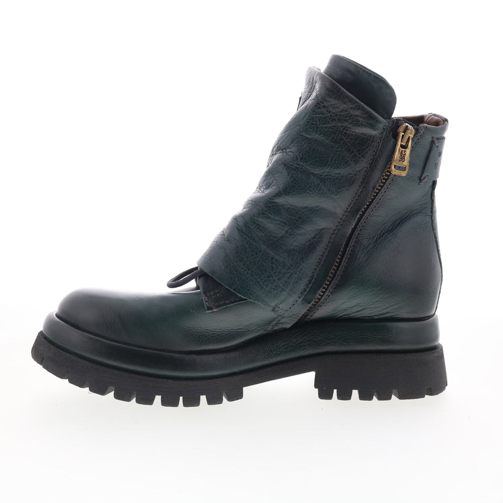 Drakie Womens Green Leather Zipper Casual Dress Boots