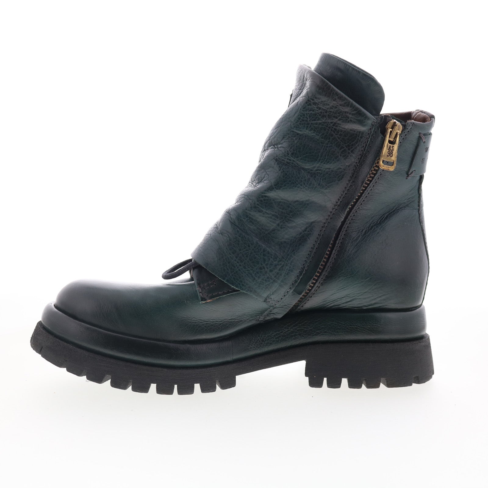 Drakie Womens Green Leather Zipper Casual Dress Boots